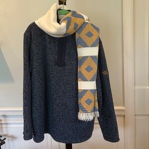 University Scarf Go Blue Go Gold Hand Loom Weave 2 Side FLiPSiDE Threads Organic